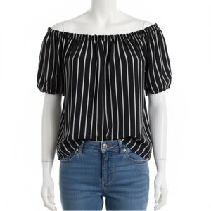 I Joah Striped On/Off Shoulder Top